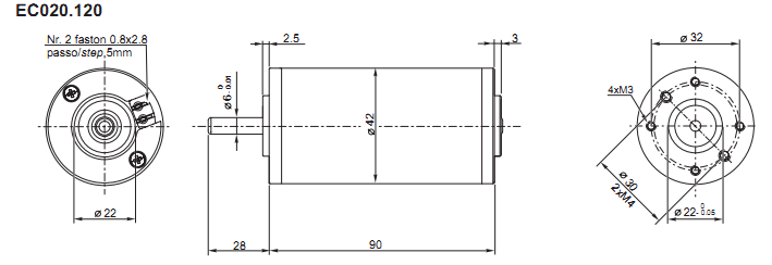 Электродвигатель постоянного тока EC020.120 12 вольта Электродвигатель постоянного тока EC020.120 12 вольта
